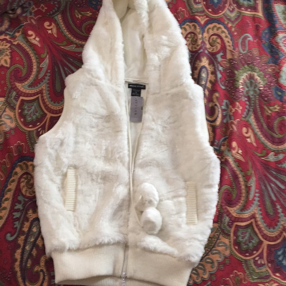 New White Furry Vest